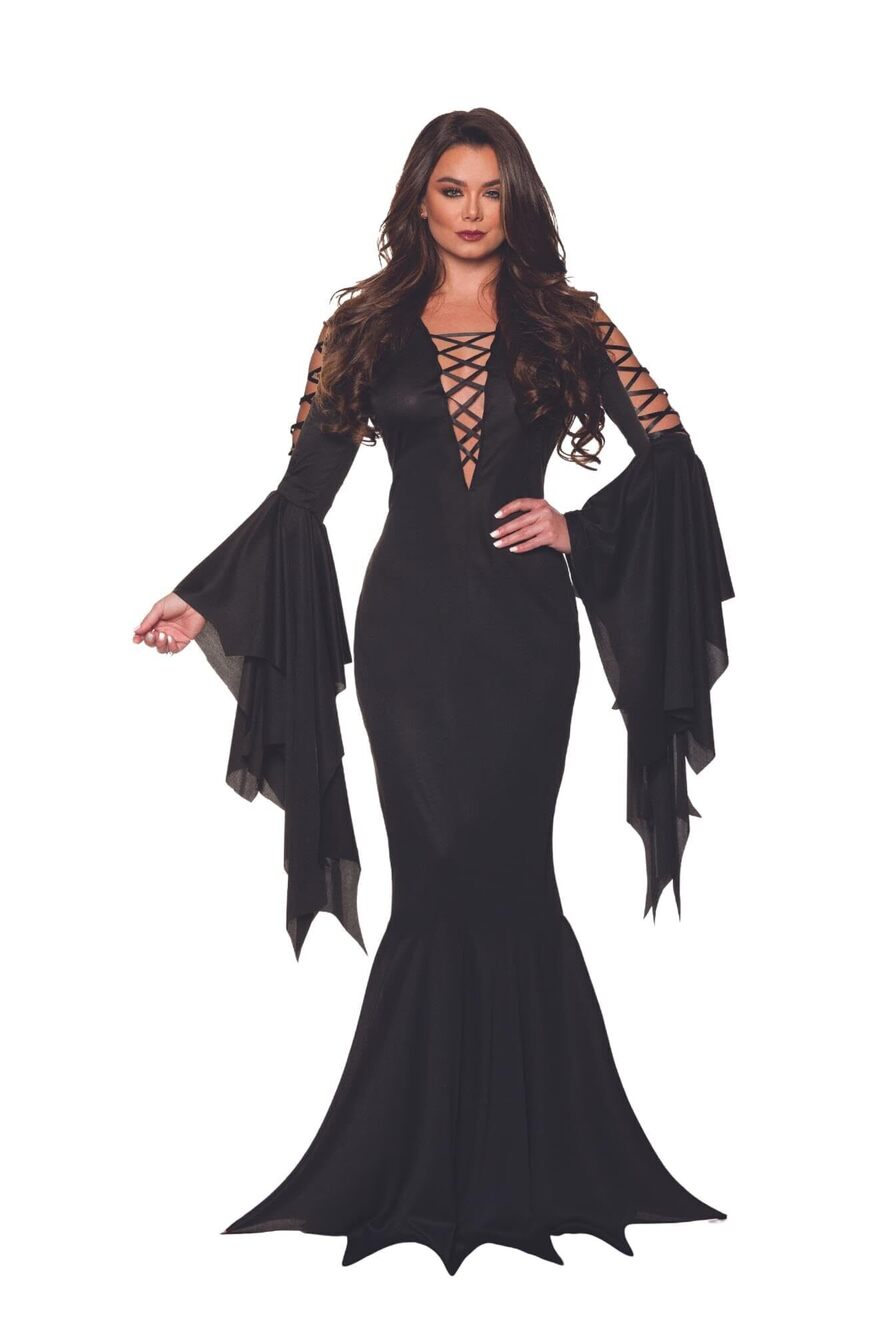 4770 Black Vampire Dress - Gothic Vampire Full Length Dress Halloween